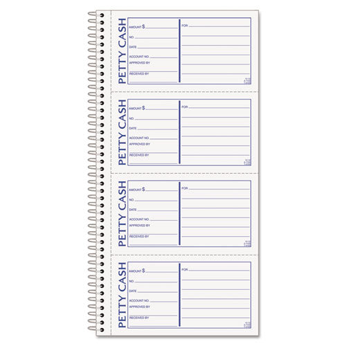 Petty Cash Receipt Book, Two-Part Carbonless, 5 x 2.75, 4 Forms/Sheet, 200 Forms Total-(TOP4109)