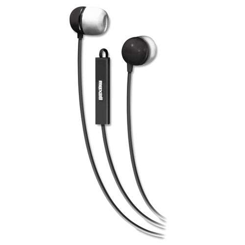 In-Ear Buds with Built-in Microphone, 4 ft Cord, Black-(MAX190300)