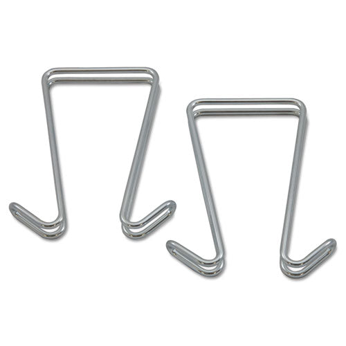 Double Sided Partition Garment Hook, Steel, 0.5 x 3.38 x 4.75, Over-the-Door/Over-the-Panel Mount, Silver, 2/Pack-(ALECH2SR)