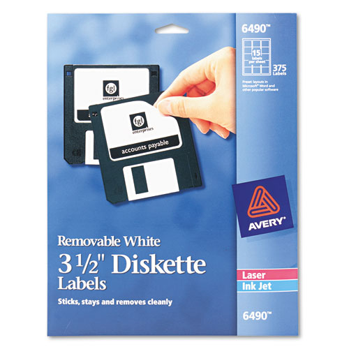 Laser/Inkjet 3.5" Diskette Labels, White, 375/Pack-(AVE6490)
