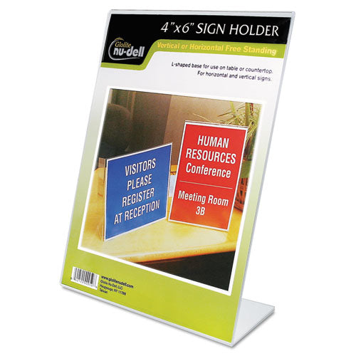 Clear Plastic Sign Holder, Desktop, 4 x 6-(NUD35446)