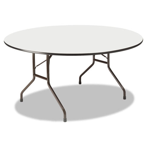 OfficeWorks Wood Folding Table, Round, 60" Diameter x 29h, Gray Top, Charcoal Base-(ICE55267)