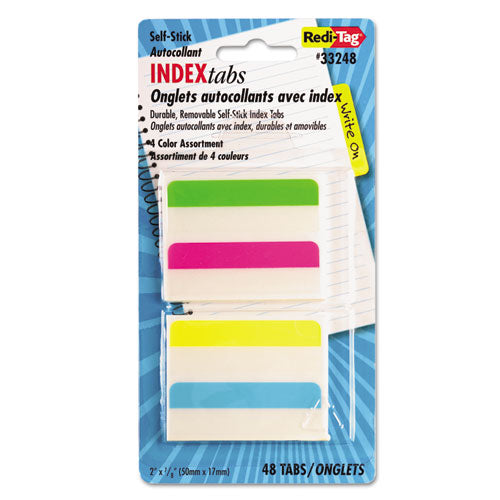 Write-On Index Tabs, 1/5-Cut, Assorted Colors, 2" Wide, 48/Pack-(RTG33248)