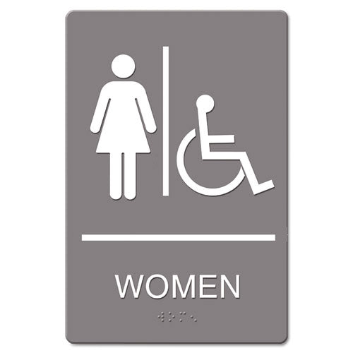 ADA Sign, Women Restroom Wheelchair Accessible Symbol, Molded Plastic, 6 x 9-(USS4814)