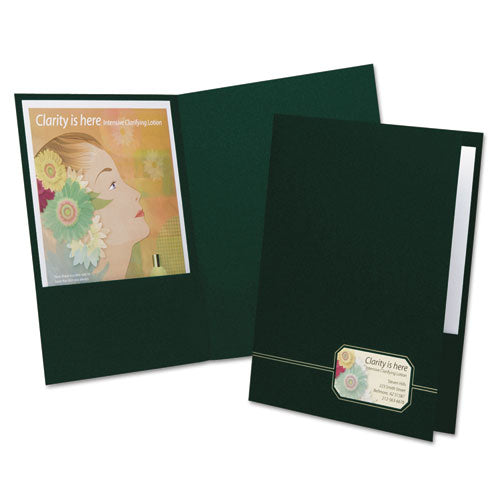 Monogram Series Business Portfolio, Premium Cover Stock, 0.5" Capacity, 11 x 8.5, Green w/Embossed Gold Foil Accents, 4/Pack-(OXF04164)
