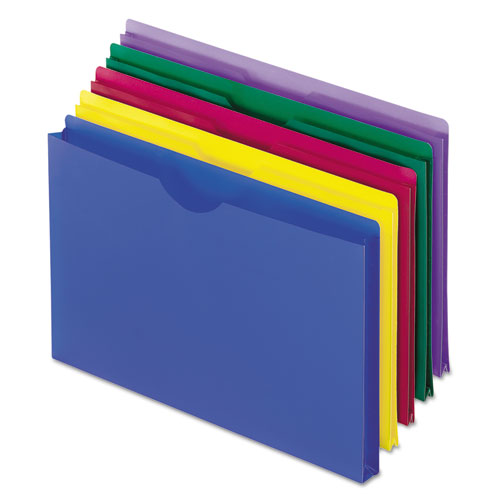 Poly File Jackets, Straight Tab, Legal Size, Assorted Colors, 5/Pack-(PFX50993)