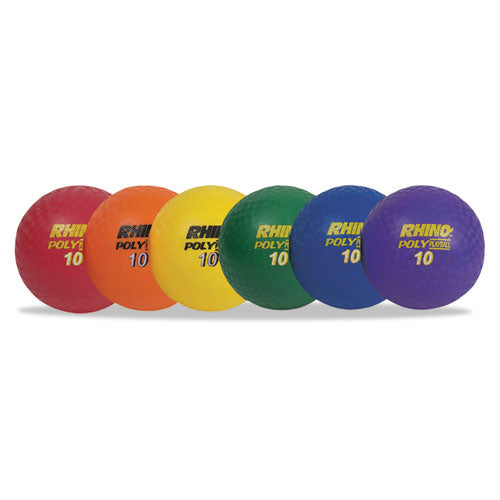 Rhino Playground Ball Set, 10" Diameter, Rubber, Assorted Colors, 6/Set-(CSIPX10SET)