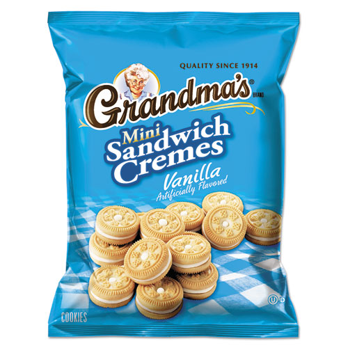 Mini Vanilla Creme Sandwich Cookies, 3.71 oz, 24/Carton-(LAY45095)