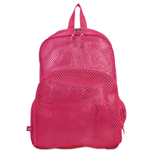 Mesh Backpack, Fits Devices Up to 17", Polyester, 12 x 5 x 18, Clear/English Rose-(EST113960BJENR)