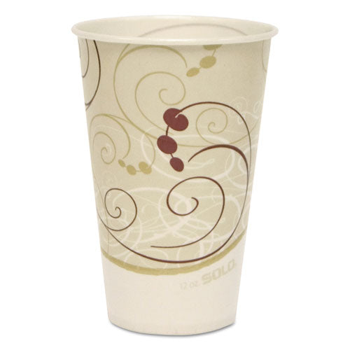 Symphony Treated-Paper Cold Cups, 12 oz, White/Beige/Red, 100/Bag, 20 Bags/Carton-(SCCR12NSYM)