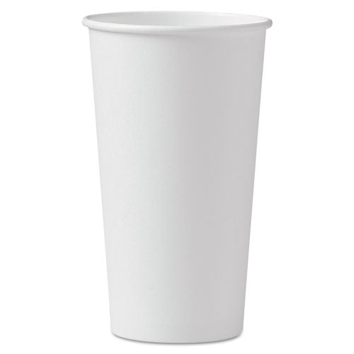 Single-Sided Poly Paper Hot Cups, 20 oz, White, 600/Carton-(SCC420W)