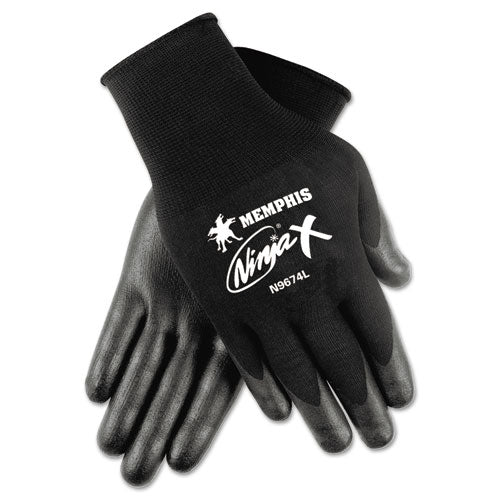 Ninja x Bi-Polymer Coated Gloves, Small, Black, Pair-(CRWN9674S)