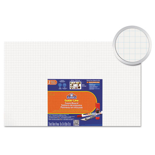 Grid-Lined Foam Display Board, Paper-Laminated Polystyrene, 30 x 20, White Surface and Core, 2/Pack-(ACJ07057109)