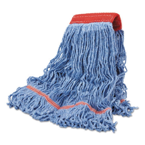 Cotton Mop Heads, Cotton/Synthetic, Large, Looped End, Wideband, Blue, 12/CT-(BWKLM30311L)