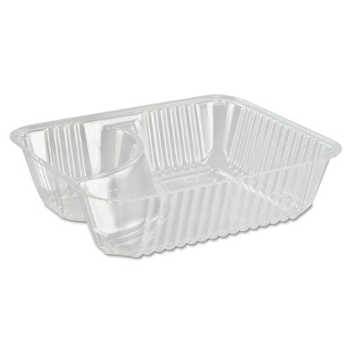 ClearPac Small Nacho Tray, 2-Compartments, 5 x 6 x 1.5, Clear, Plastic, 125/Bag, 2 Bags/Carton-(DCCC56NT2)