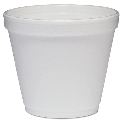 Food Containers, Squat, 8 oz, White, Foam, 1,000/Carton-(DCC8SJ12)