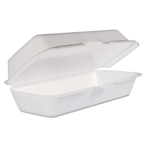 Foam Hinged Lid Container, Hot Dog Container, 3.8 x 7.1 x 2.3, White,125/Bag, 4 Bags/Carton-(DCC72HT1)