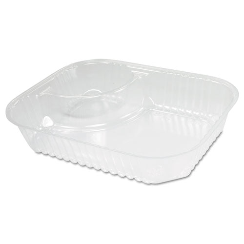 ClearPac Large Nacho Tray, 2-Compartments, 3.3 oz, 6.2 x 6.2 x 1.6, Clear, Plastic, 500/Carton-(DCCC68NT2)