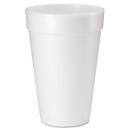 Foam Drink Cups, 16 oz, White, 20/Bag, 25 Bags/Carton-(DCC16J165)