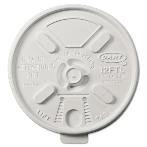 Lift n Lock Plastic Hot Cup Lids, Fits 10 oz to 14 oz Cups, White, 1,000/Carton-(DCC12FTL)