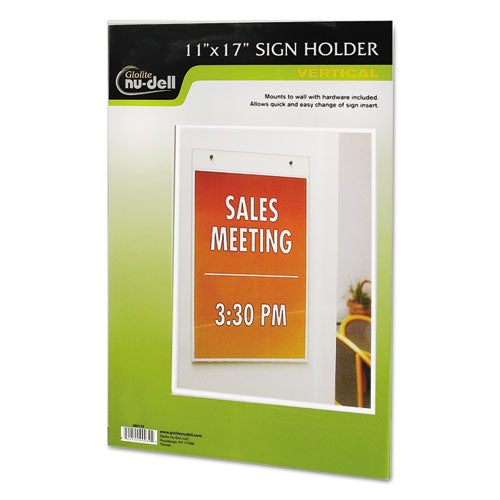 Clear Plastic Sign Holder, Wall Mount, 11 x 17-(NUD38017Z)