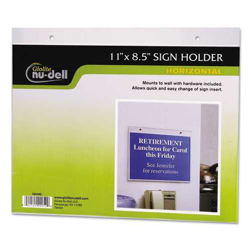 Clear Plastic Sign Holder, Wall Mount, 11 X 8.5-(NUD38008Z)