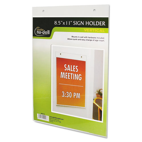 Clear Plastic Sign Holder, Wall Mount, 8.5 x 11-(NUD38011Z)