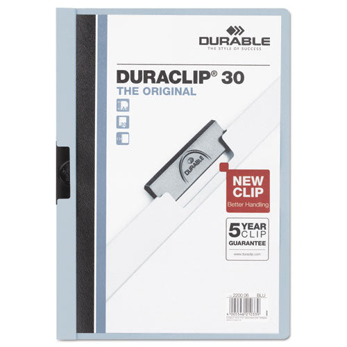 DuraClip Report Cover, Clip Fastener, 8.5 x 11, Clear/Light Blue-(DBL220306)