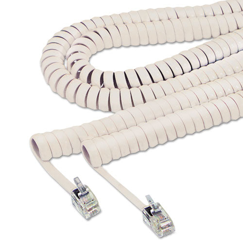 Coiled Phone Cord, Plug/Plug, 12 ft, Ivory-(SOF48100)