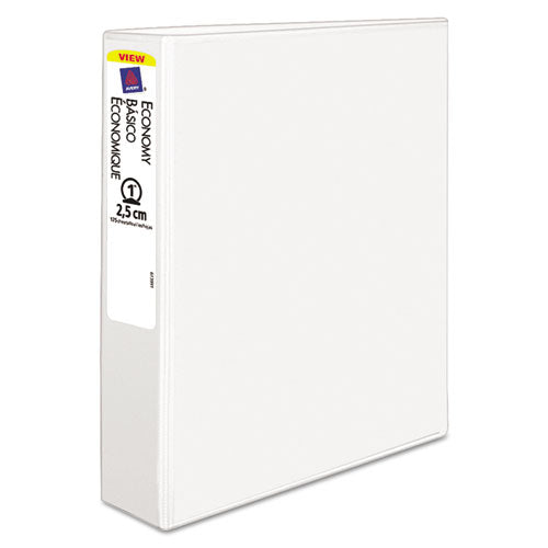 Economy View Binder with Round Rings , 3 Rings, 1" Capacity, 11 x 8.5, White-(AVE05760)
