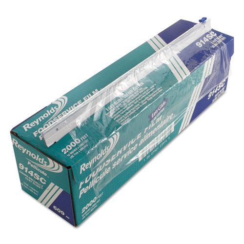 PVC Food Wrap Film Roll in Easy Glide Cutter Box, 18" x 2,000 ft, Clear-(RFP914SC)
