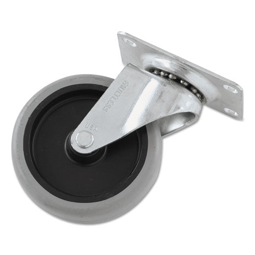 Non-Marking Plate Casters, Swivel Mount Plate, 4" Wheel, Black/Gray/Silver-(SGSFG1011L20000)