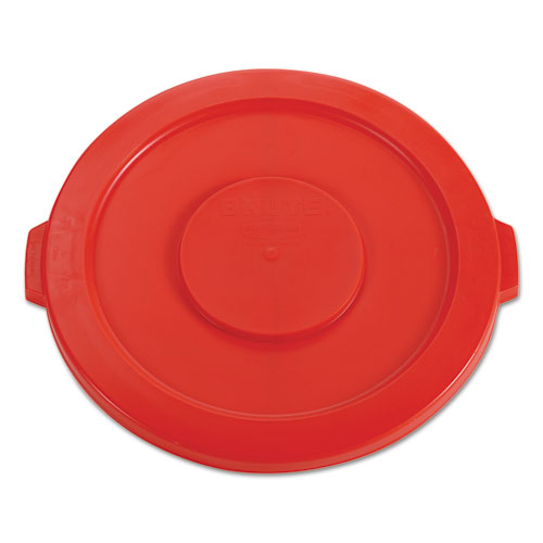 Round Flat Top Lid, for 32 gal Round BRUTE Containers, 22.25" Diameter, Red-(RCP2631RED)