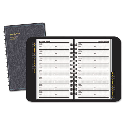 Telephone/Address Book, 4.78 x 8, Black Simulated Leather, 100 Sheets-(AAG8001105)