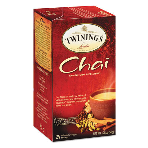 Tea Bags, Chai, 1.76 oz, 25/Box-(TWG09185)