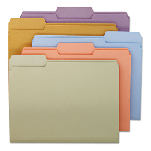 Colored File Folders, 1/3-Cut Tabs: Assorted, Letter Size, 0.75" Expansion, Assorted Colors, 100/Box-(SMD11953)