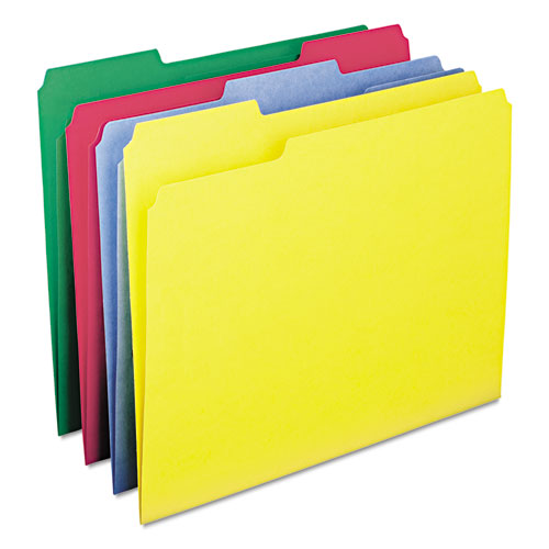 WaterShed/CutLess File Folders, 1/3-Cut Tabs: Assorted, Letter Size, 0.75" Expansion, Assorted Colors, 100/Box-(SMD11951)