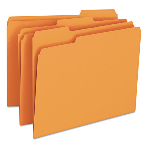 Colored File Folders, 1/3-Cut Tabs: Assorted, Letter Size, 0.75" Expansion, Orange, 100/Box-(SMD12543)