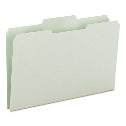 Expanding Recycled Heavy Pressboard Folders, 1/3-Cut Tabs: Assorted, Legal Size, 1" Expansion, Gray-Green, 25/Box-(SMD18230)