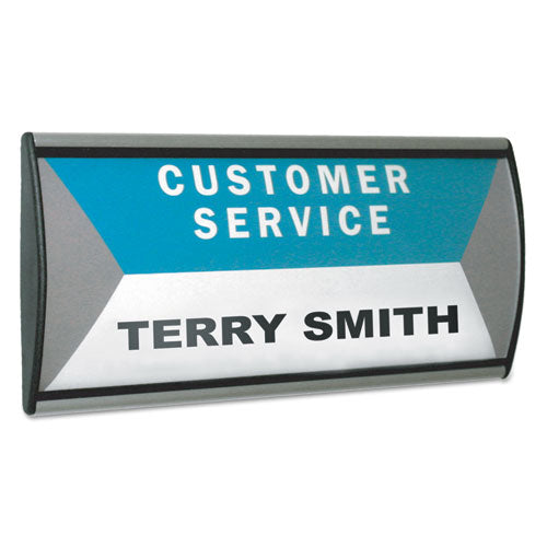 People Pointer Wall/Door Sign, Aluminum Base, 8.75 x 4, Black/Silver-(AVT75390)