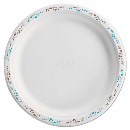 Molded Fiber Dinnerware, Plate, 10.5" dia, White, Vine Theme, 125/Pack, 4 Packs/Carton-(HUH22519)