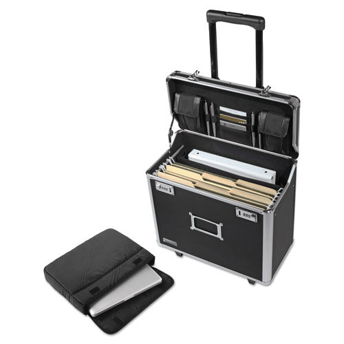 Locking Mobile Rolling Business Case, Fits Devices Up to 16", Aluminum/Chrome/Fiberboard, 10 x 16 x 15, Black-(IDEVZ00194)
