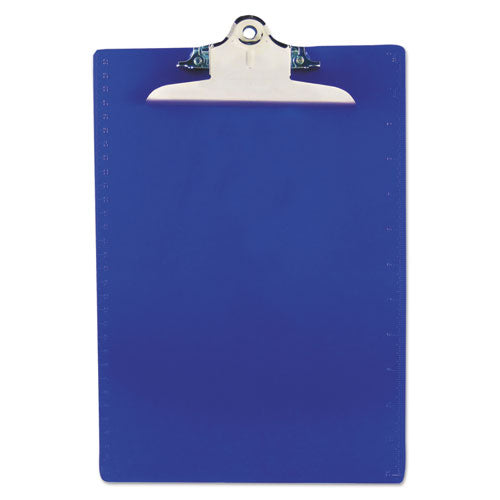 Recycled Plastic Clipboard with Ruler Edge, 1" Clip Capacity, Holds 8.5 x 11 Sheets, Blue-(SAU21602)
