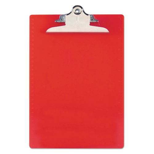 Recycled Plastic Clipboard with Ruler Edge, 1" Clip Capacity, Holds 8.5 x 11 Sheets, Red-(SAU21601)