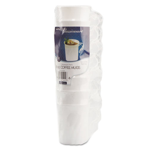 Classicware Plastic Coffee Mugs, 8 oz, White, 8/Pack-(WNARSCWM8248WPK)