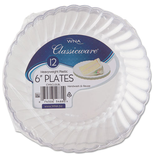 Classicware Plastic Plates, 6" dia, Clear, 12/Pack, 15 Packs/Carton-(WNARSCW61512)