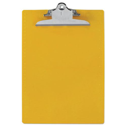 Recycled Plastic Clipboard with Ruler Edge, 1" Clip Capacity, Holds 8.5 x 11 Sheets, Yellow-(SAU21605)