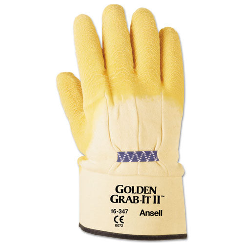 Golden Grab-It II Heavy-Duty Work Gloves, Size 10, Latex/Jersey, Yellow, 12 Pairs-(ANS1634710)