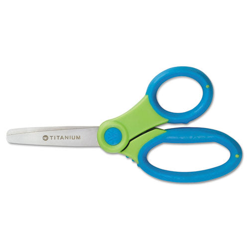 Titanium Bonded Kids Scissors, Rounded Tip, 5" Long, 2" Cut Length, Randomly Assorted Straight Handles-(ACM15986)