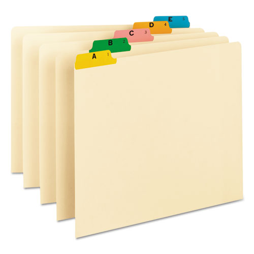 Alphabetic Top Tab Indexed File Guide Set, 1/5-Cut Top Tab, A to Z, 8.5 x 11, Manila, 25/Set-(SMD50180)